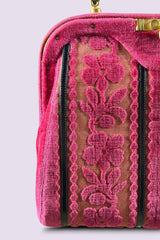 Roberta di Camerino Pink Velvet Floral Frame Bag | Italian Vintage