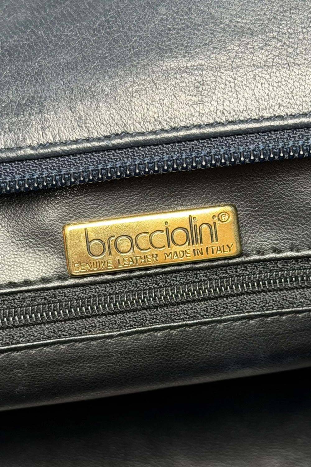 Braccialini Black Leather Top Handle Bag | Italian Vintage