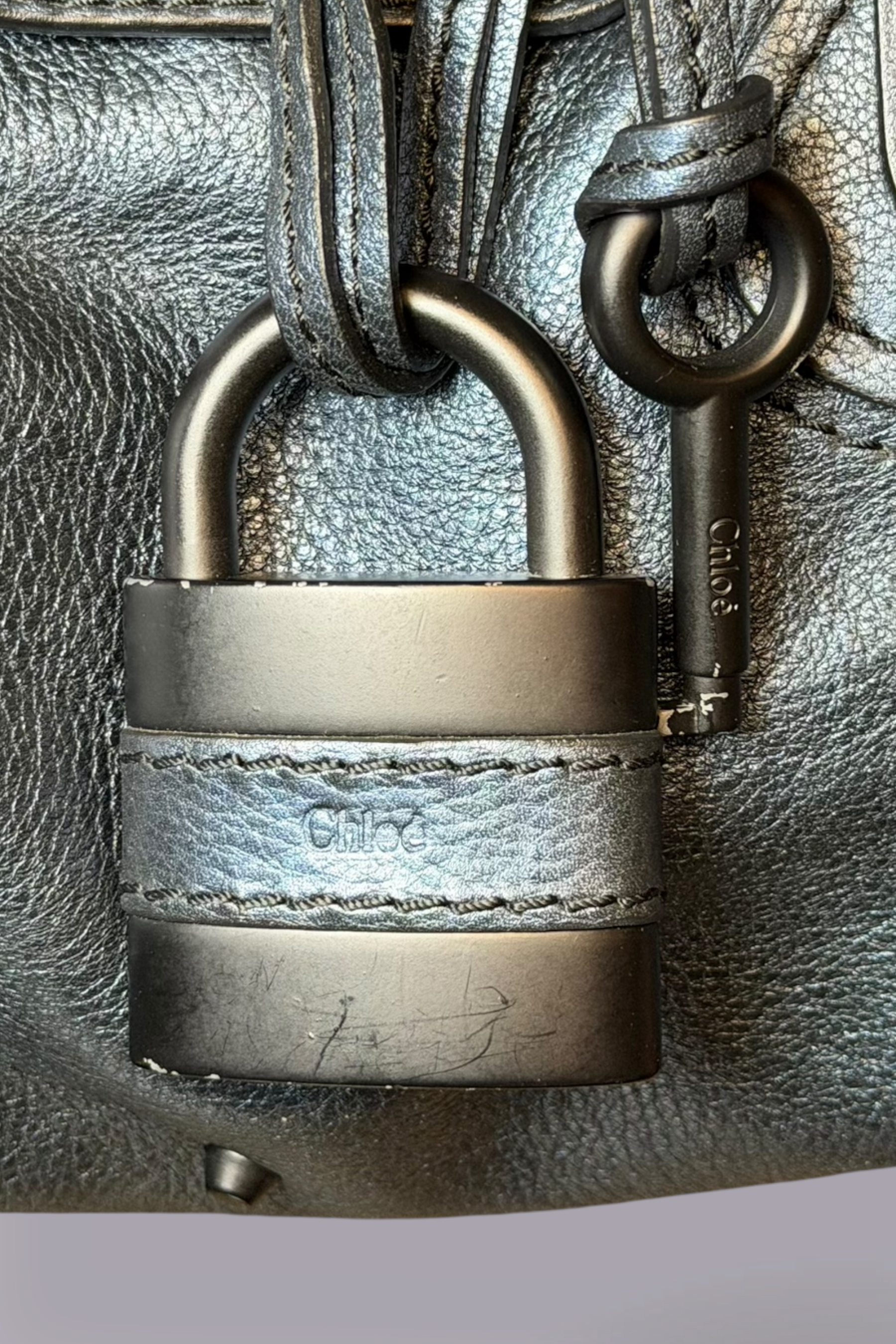 Chloé Paddington Metallic Blue Leather Bag | French Designer Secondhand