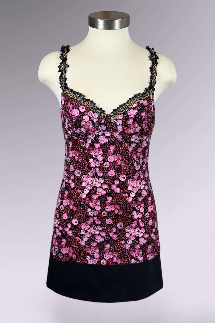 Just Cavalli Berry Print Leopard and Lace Trim Camisole | Italian Secondhand