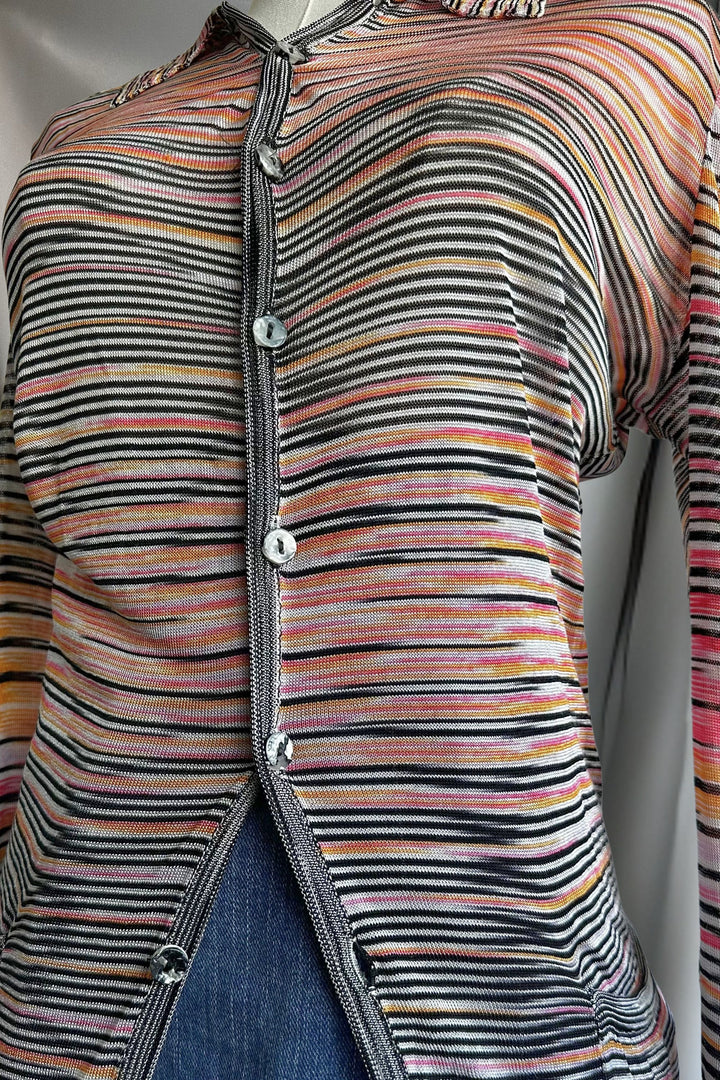 Missoni Long Sleeve Striped Knit Cardigan | Italian Designer Vintage