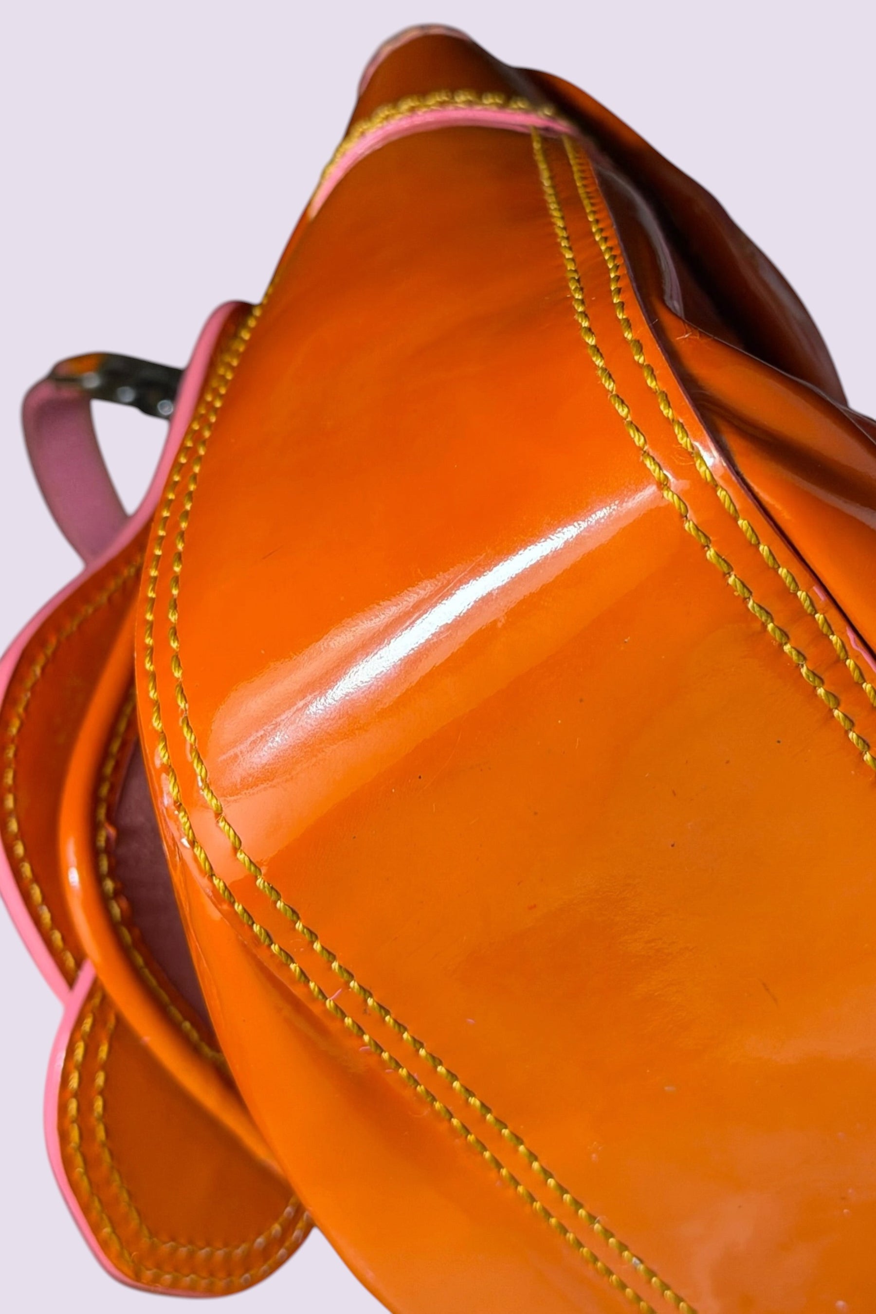 Fendi Orange Patent Vernice Chain Shoulder Bag | Italian Secondhand