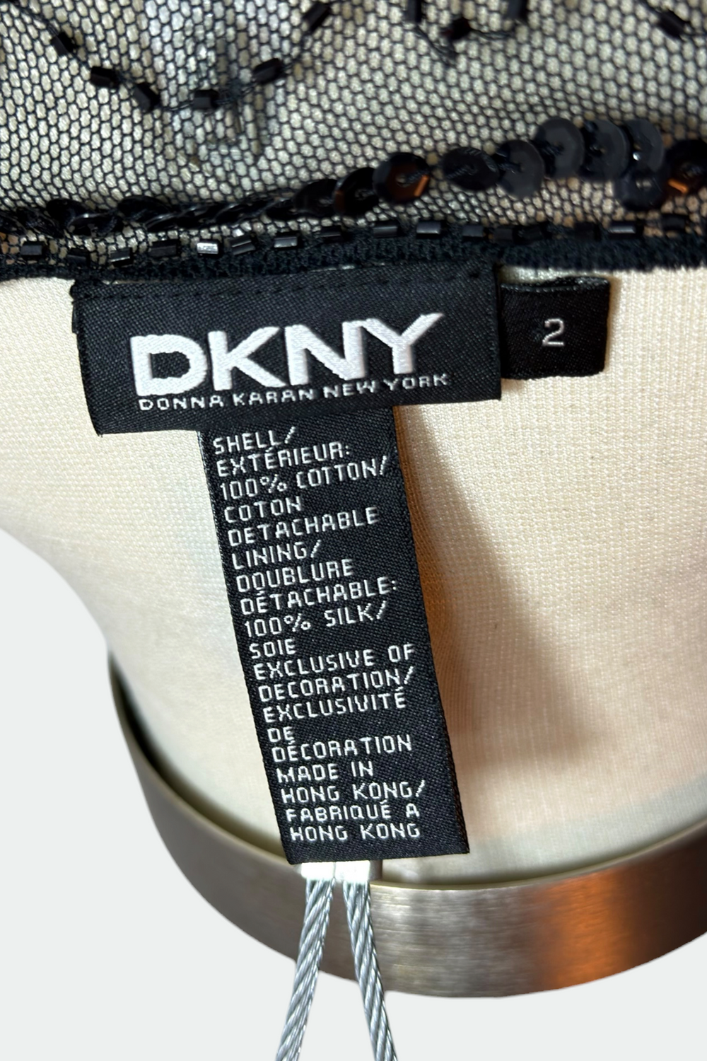 DKNY EMBELLISHED MESH LAYERED TOP | AMERICAN VINTAGE
