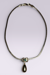 Nina Ricci Green Cabochon Drop Necklace | French Vintage