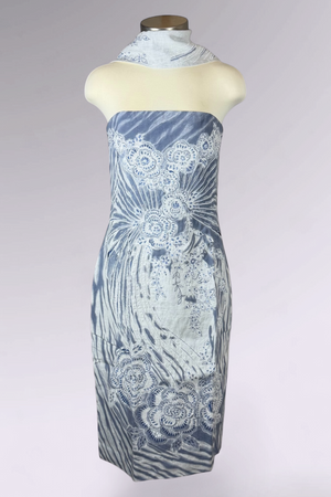 COMING SOON: Ralph Lauren Purple Label Beaded Linen Strapless Dress with Scarf | American Secondhand