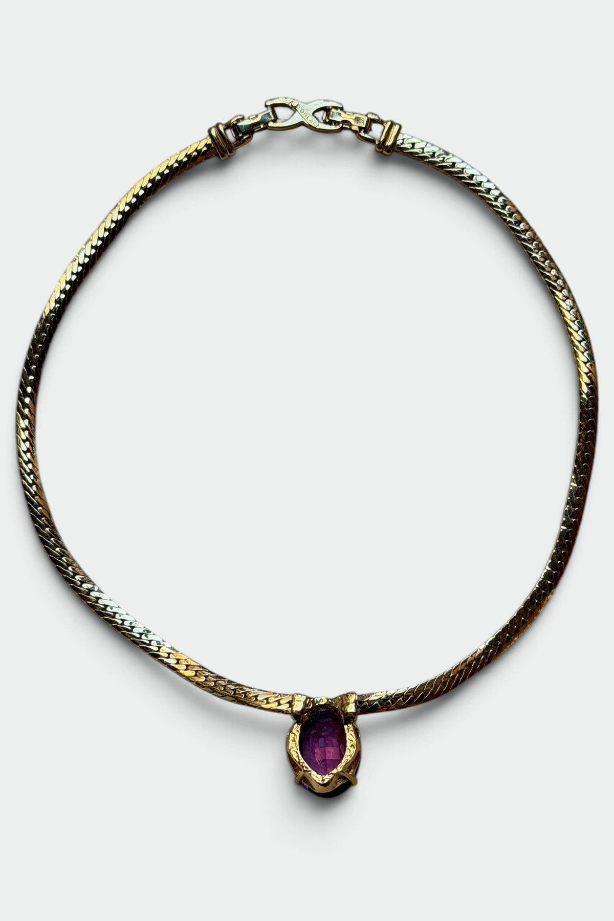 COMING SOON: D’ORLAN PURPLE STONE GOLD NECKLACE | CANADIAN VINTAGE