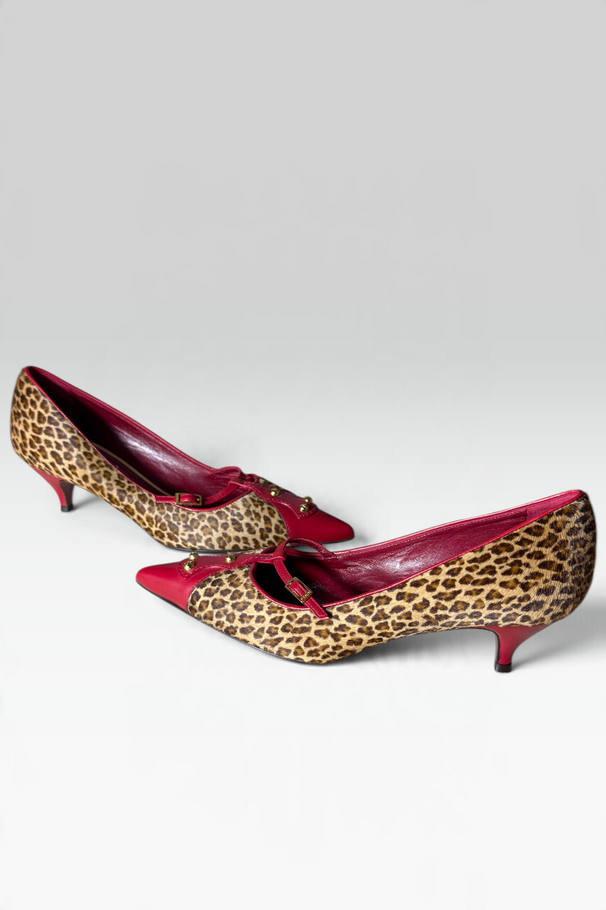 COMING SOON: FENDI LEOPARD PRINT RED LEATHER T-STRAP KITTEN HEELS | ITALIAN SECONDHAND