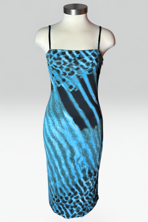 Coming soon: Versace Classic V2 Blue Animal Print Midi Dress | Italian vintage
