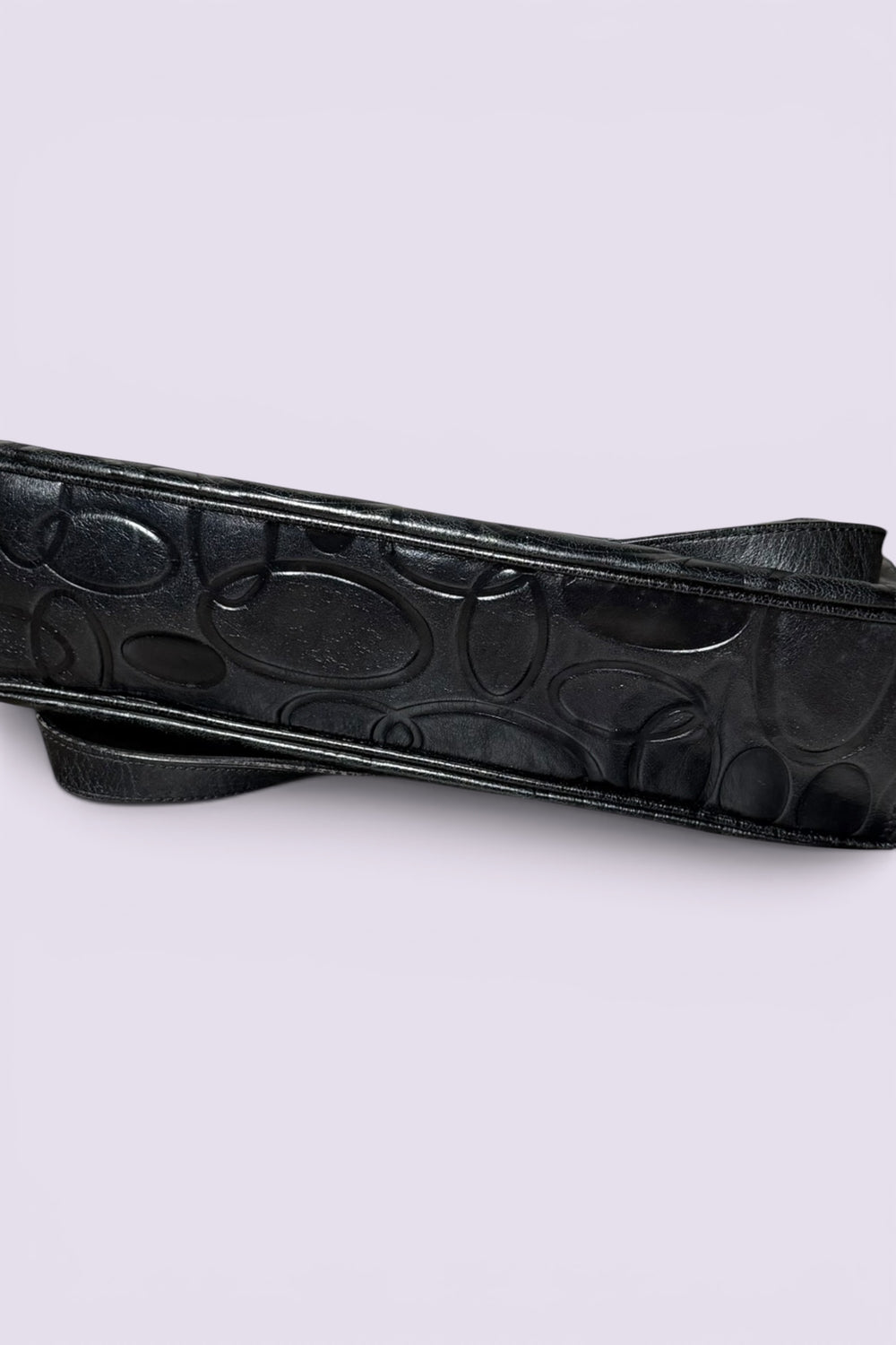 Braccialini Embossed Black Leather Shoulder Bag with Crossbody Strap | Italian Vintage