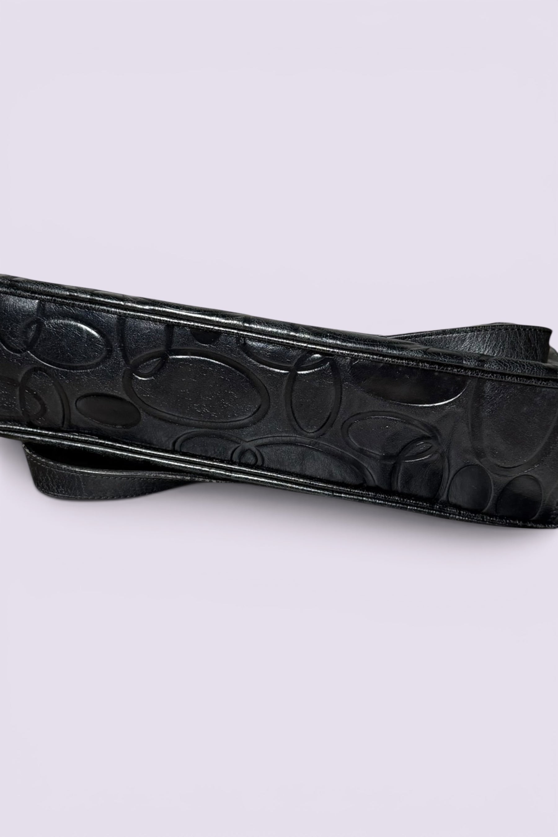 Braccialini Embossed Black Leather Shoulder Bag with Crossbody Strap | Italian Vintage