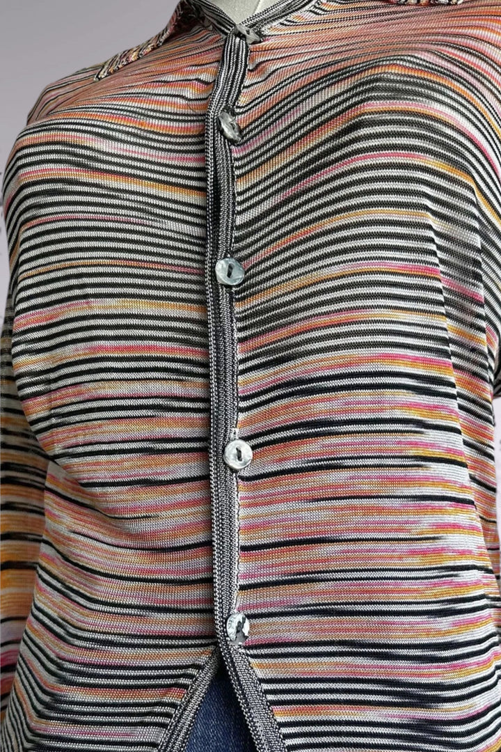 Missoni Long Sleeve Striped Knit Cardigan | Italian Designer Vintage