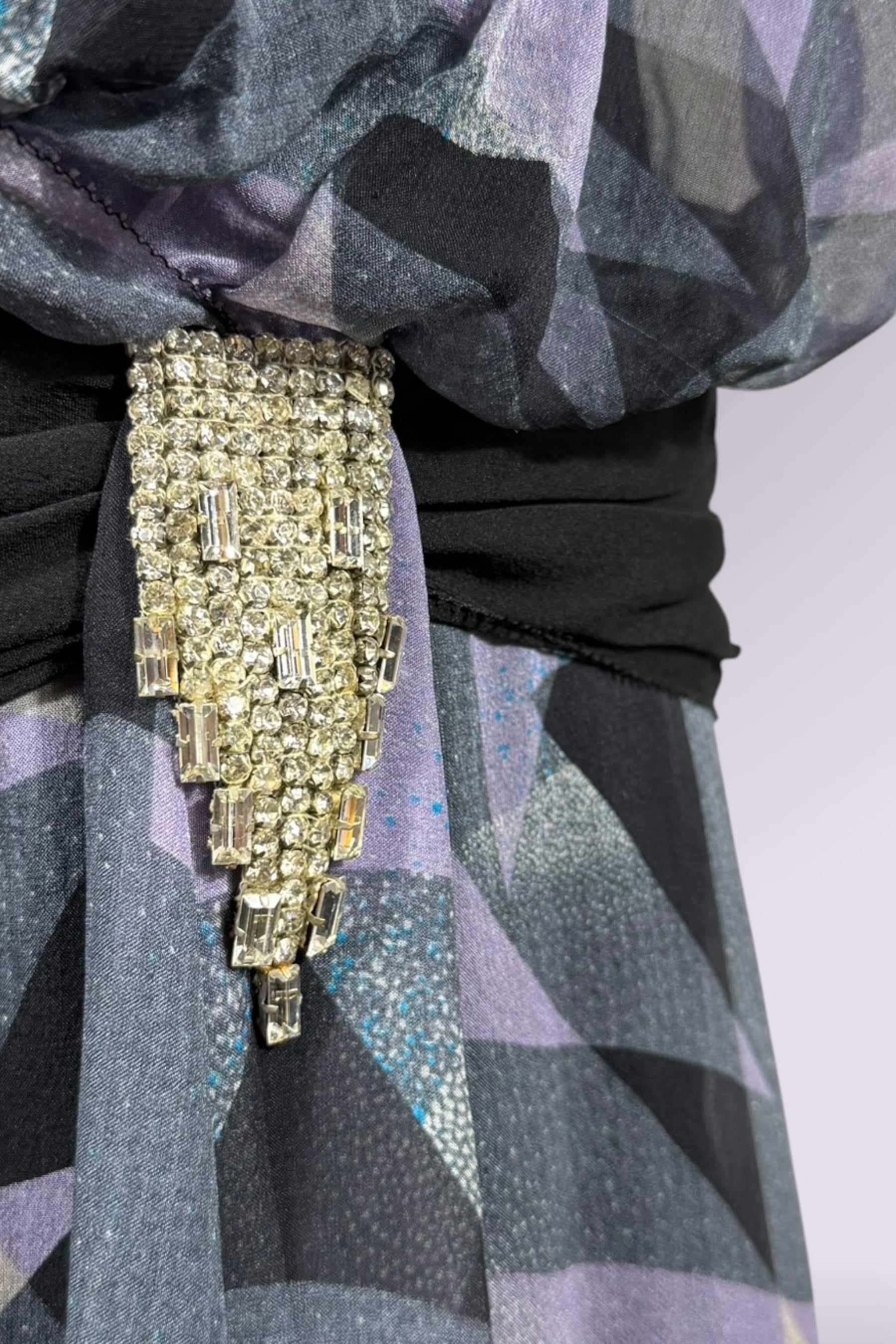Diane von Furstenberg Silk Geometric Print Dress with Crystal Embellishment | American Secondhand