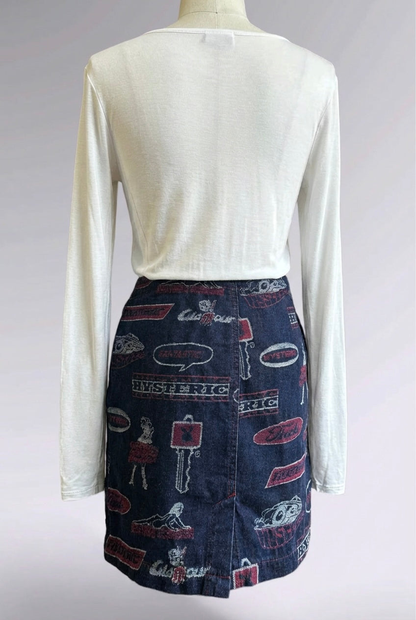 90s Hysteric Glamour Logo Denim Mini Skirt | Japanese Vintage