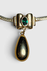 Nina Ricci Green Cabochon Drop Necklace | French Vintage