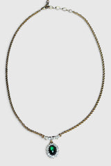 Nina Ricci Green Cabochon Pendant Necklace | French Vintage