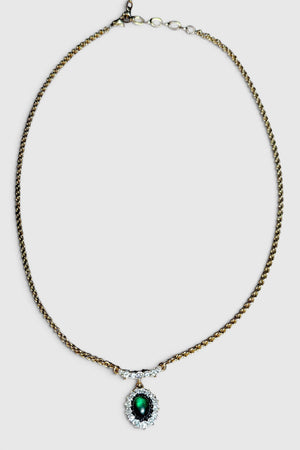 Nina Ricci Green Cabochon Pendant Necklace | French Vintage