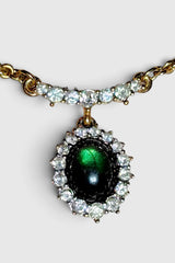 Nina Ricci Green Cabochon Pendant Necklace | French Vintage