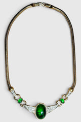 Nina Ricci Green Cabochon Statement Necklace | French Vintage