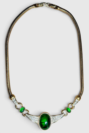 Nina Ricci Green Cabochon Statement Necklace | French Vintage