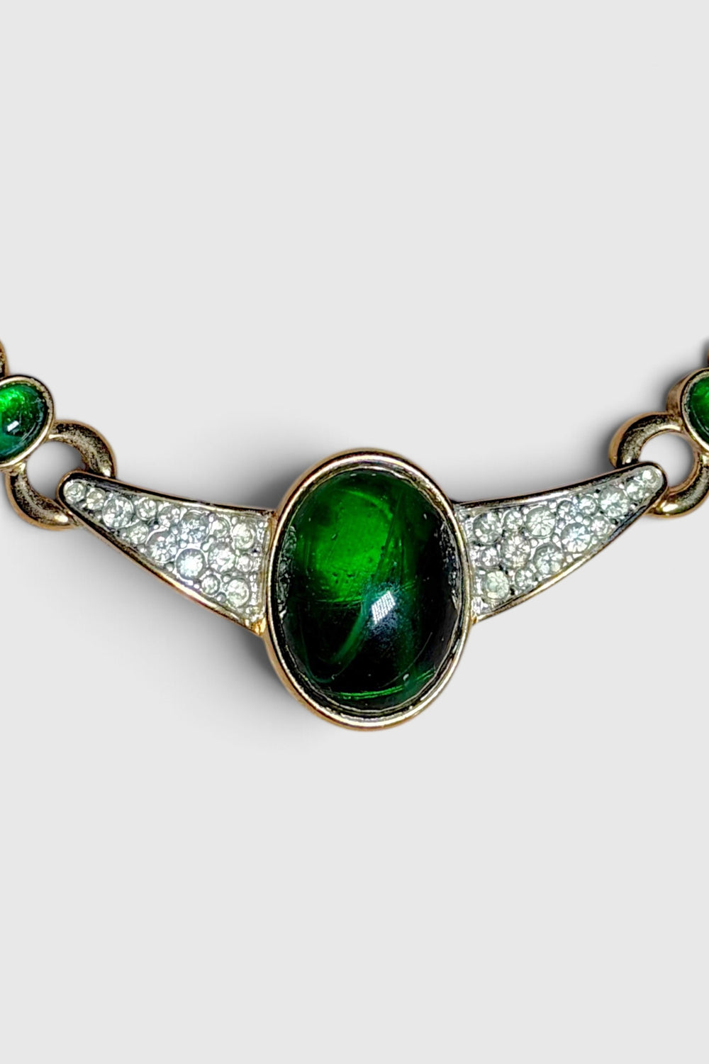 Nina Ricci Green Cabochon Statement Necklace | French Vintage