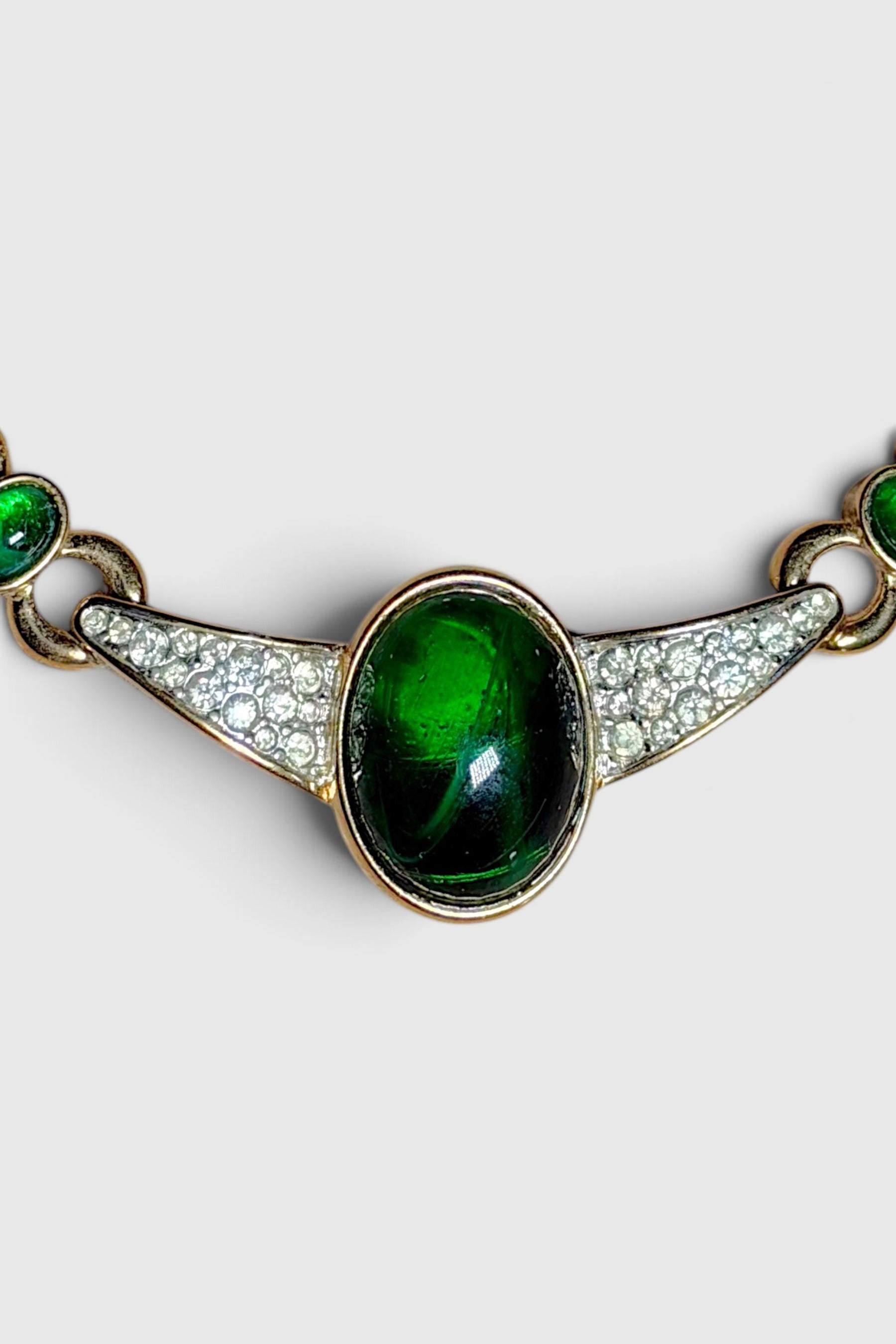 Nina Ricci Green Cabochon Statement Necklace | French Vintage