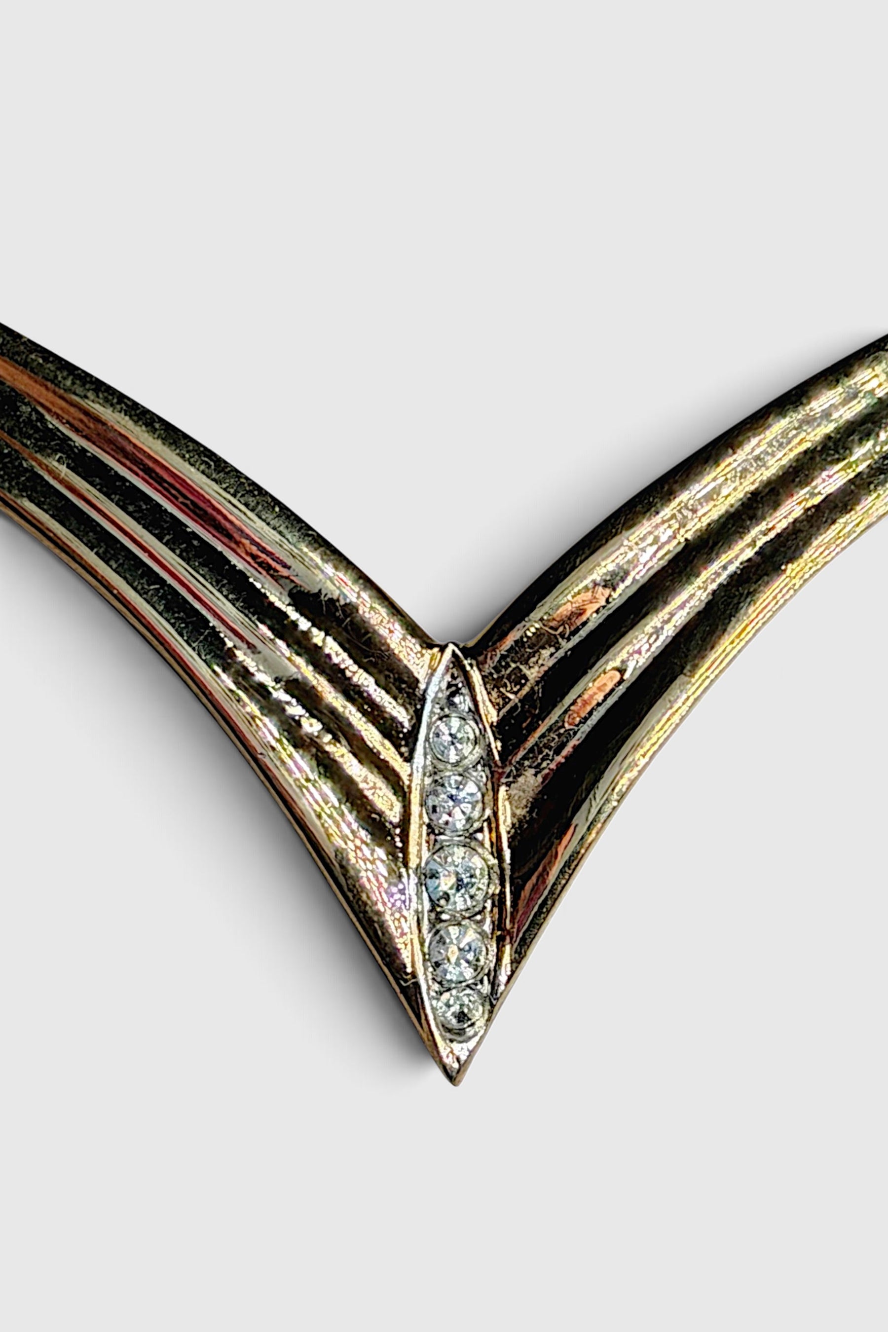 Nina Ricci Gold Tone V Collar Necklace | French Vintage