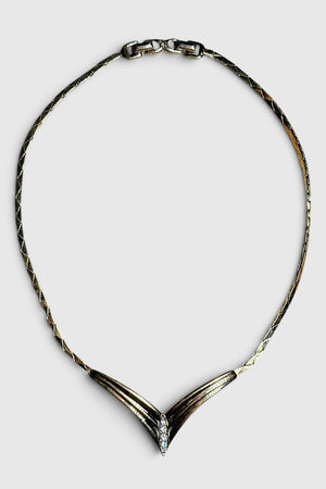 Nina Ricci Gold Tone V Collar Necklace | French Vintage