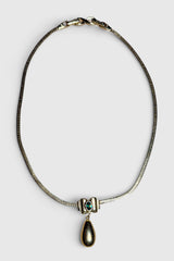 Nina Ricci Green Cabochon Drop Necklace | French Vintage