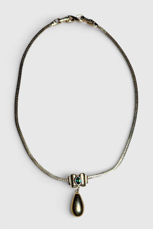 Nina Ricci Green Cabochon Drop Necklace | French Vintage