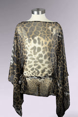 Roberto Cavalli Leopard Print Sheer Tunic Top with Waist Tie | Italian Secondhand