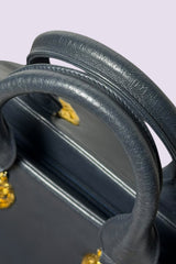 Braccialini Black Leather Top Handle Bag | Italian Vintage