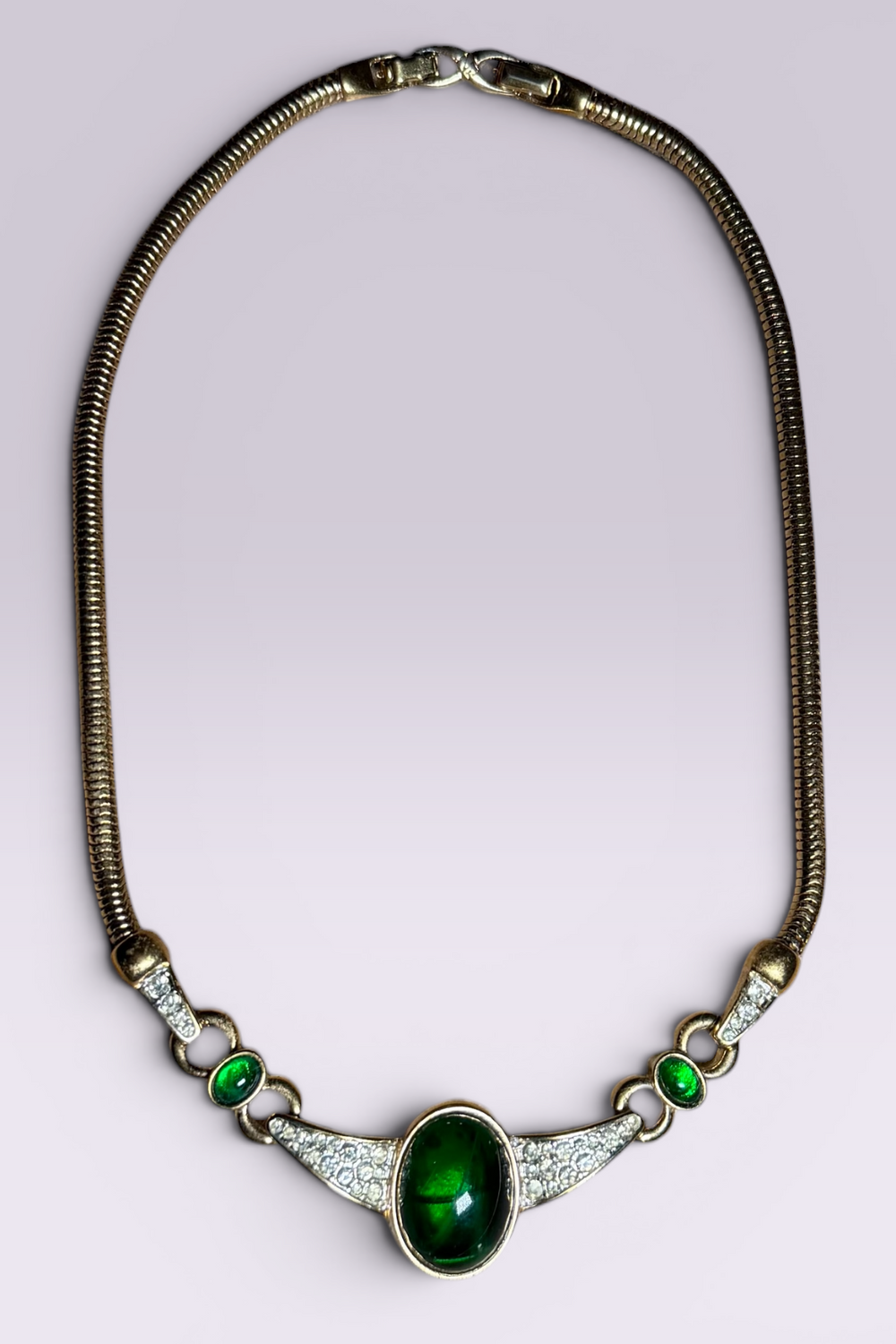 Nina Ricci Green Cabochon Statement Necklace | French Vintage