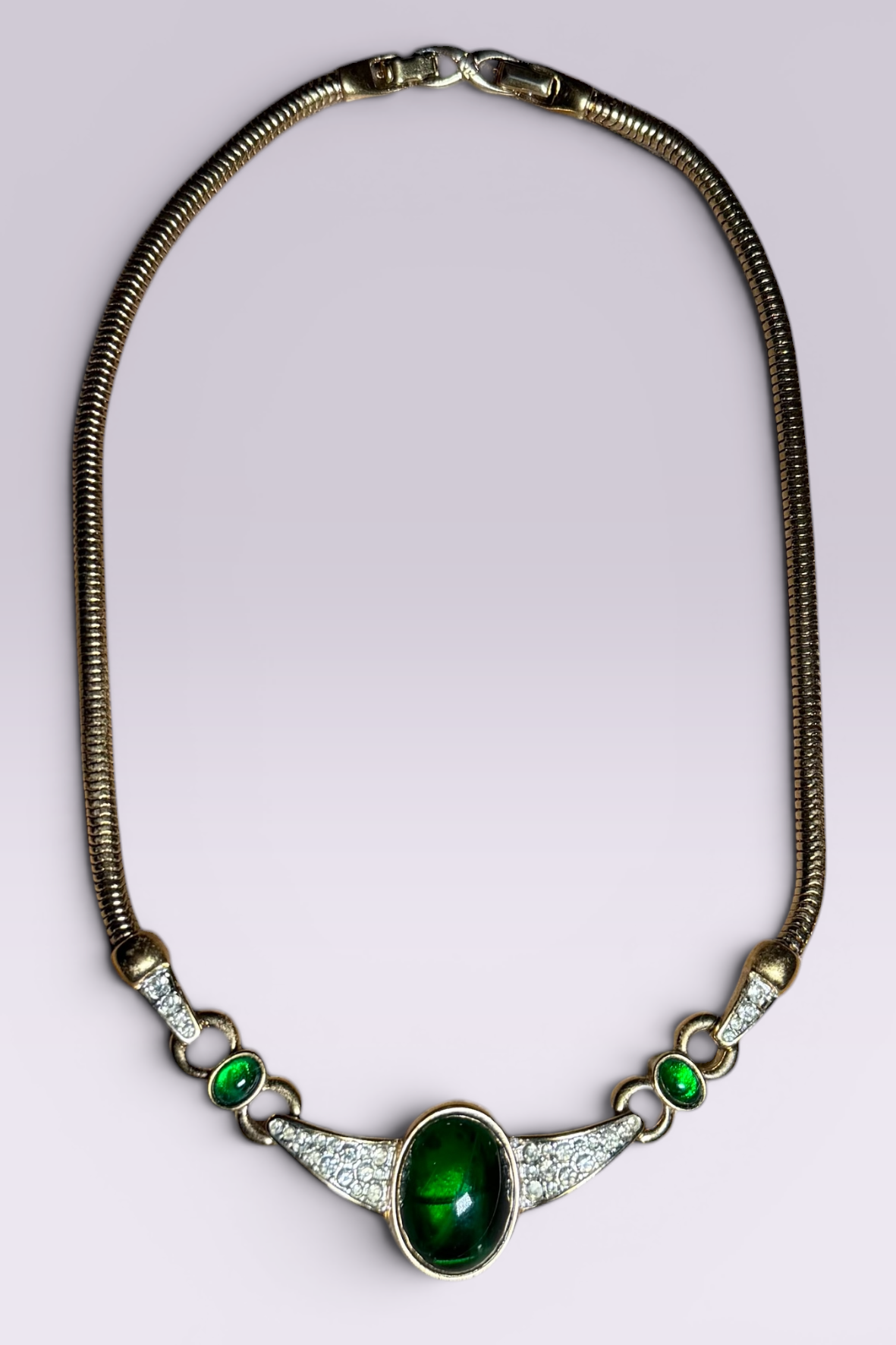 Nina Ricci Green Cabochon Statement Necklace | French Vintage
