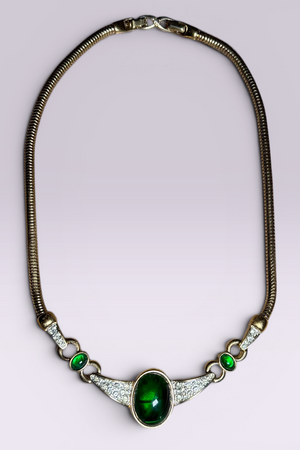 Nina Ricci Green Cabochon Statement Necklace | French Vintage