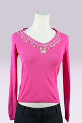 Blumarine Pink Embellished Knit Top | Italian Vintage