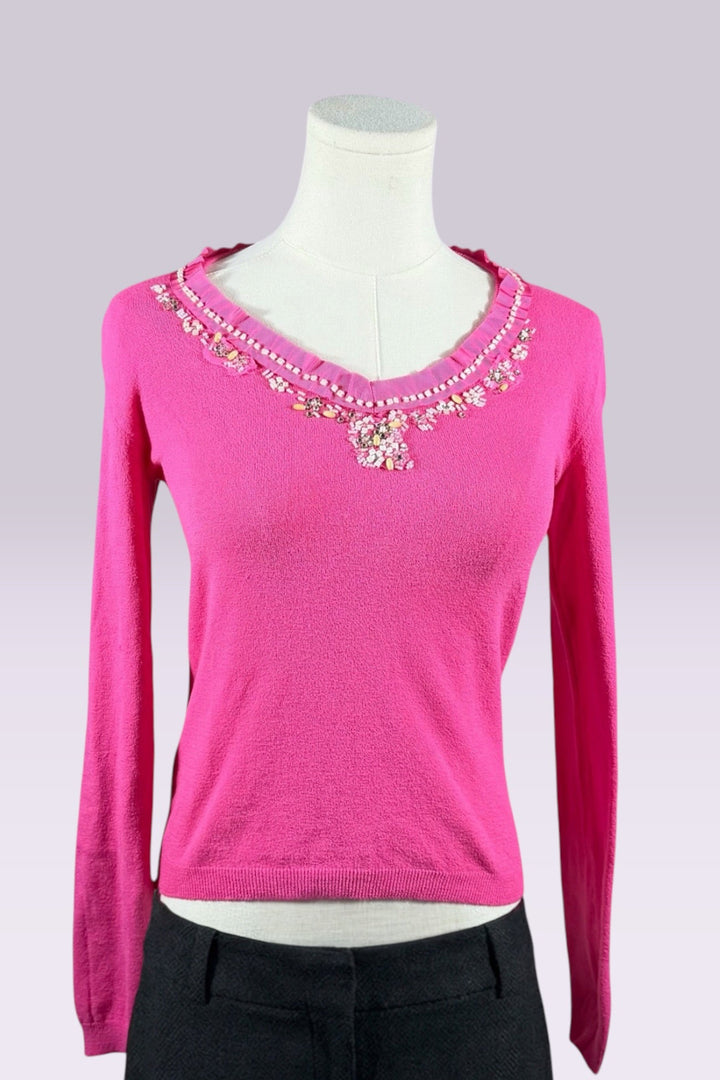 Blumarine Pink Embellished Knit Top | Italian Vintage