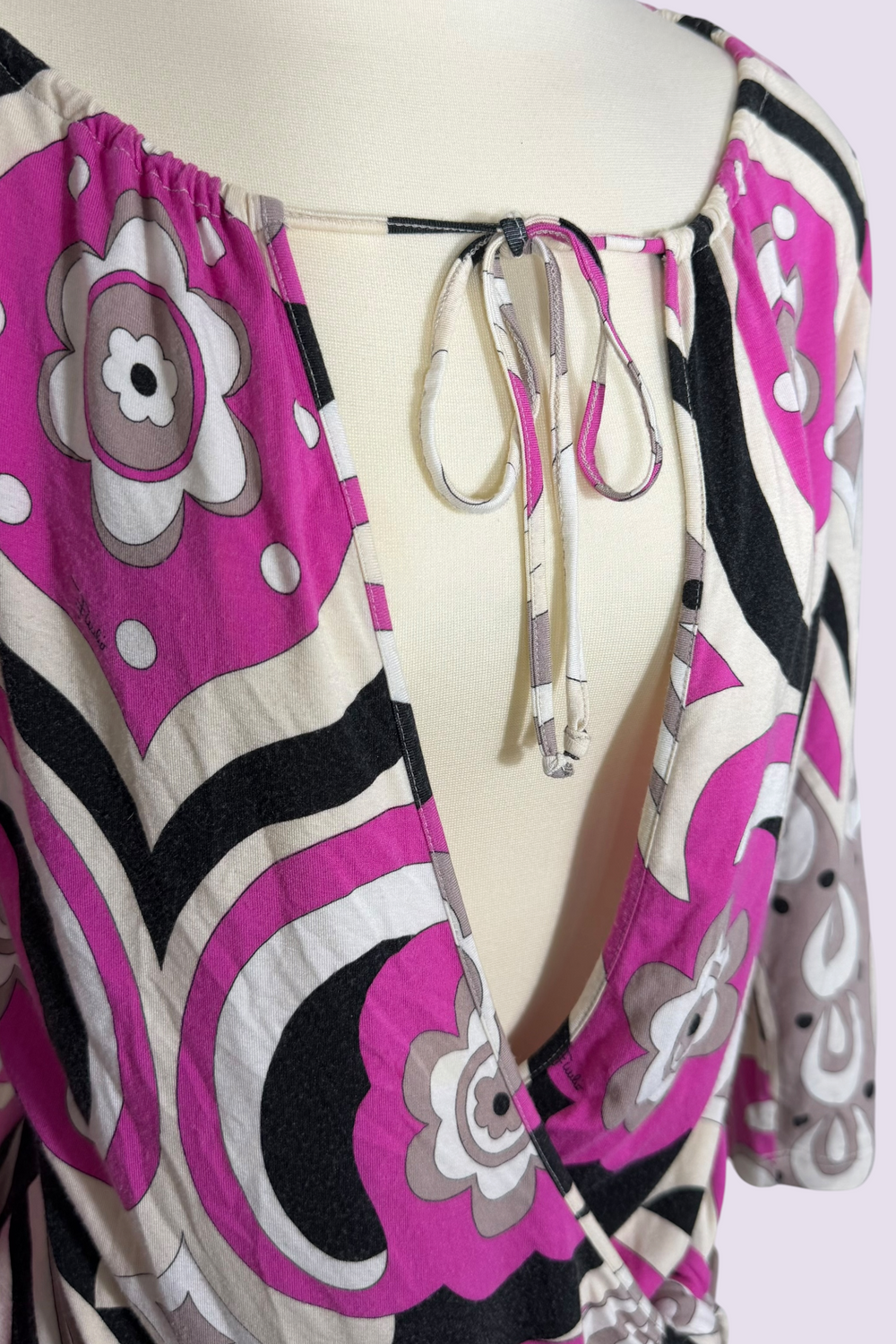 Emilio Pucci Pink Geometric Wrap Top | Italian Vintage