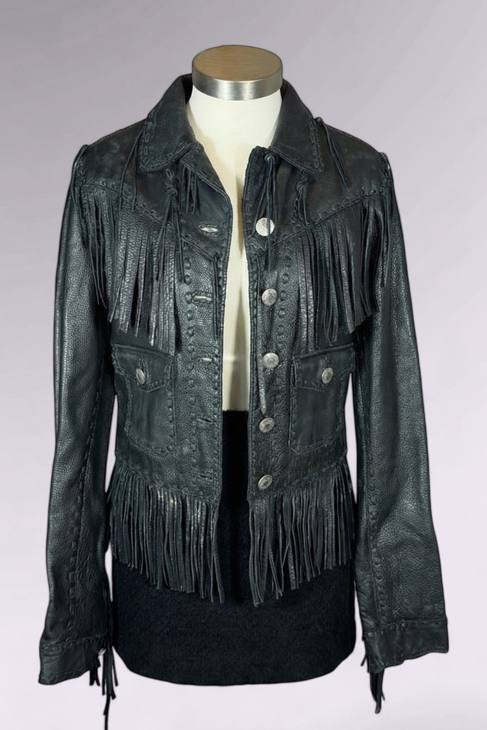 Ralph Lauren Black Leather Western Jacket | American Secondhand