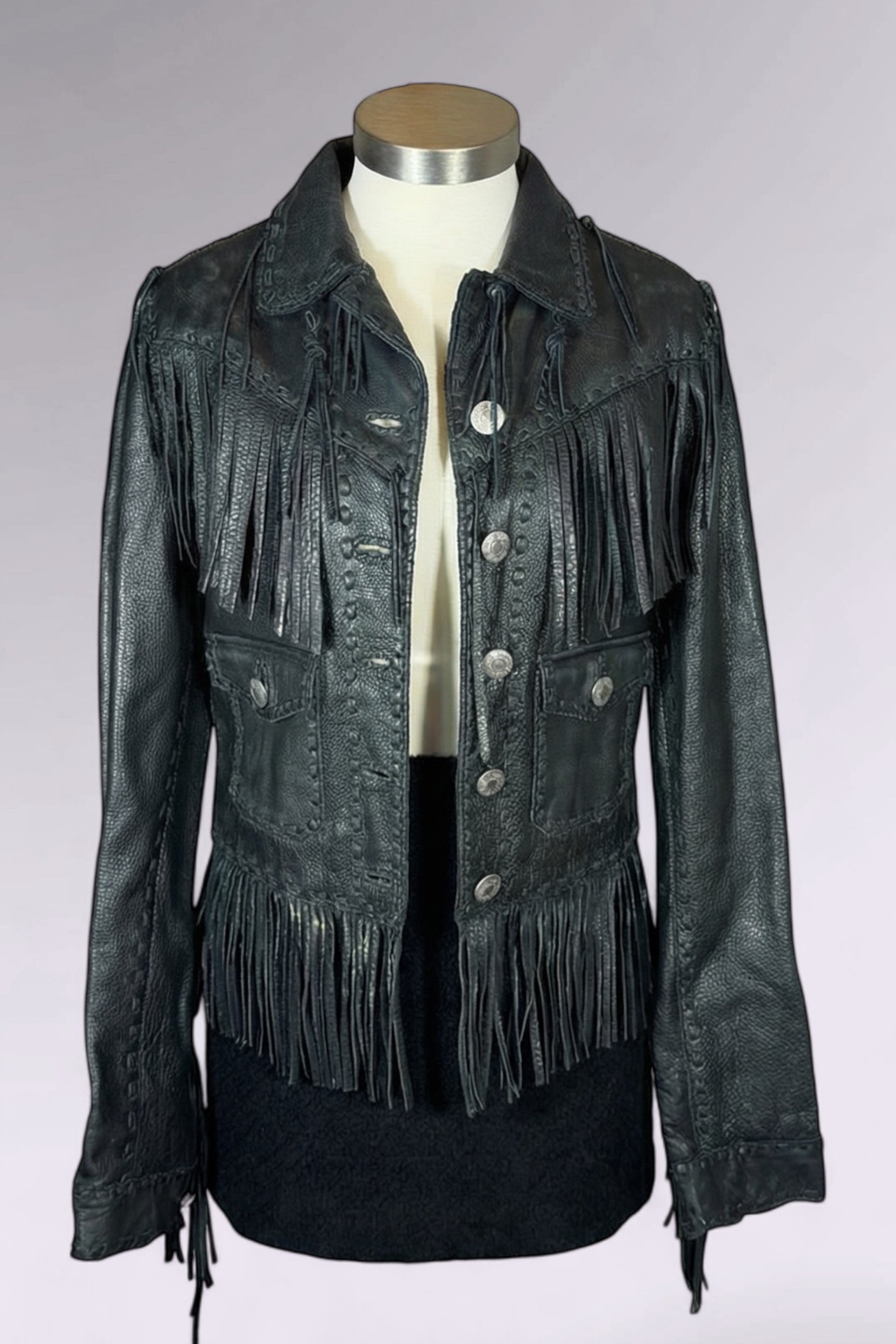 Ralph Lauren Black Leather Western Jacket | American Secondhand