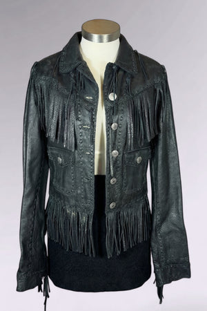 Ralph Lauren Black Leather Western Jacket | American Secondhand