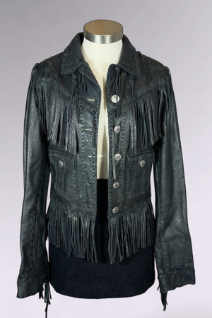 Ralph Lauren Black Leather Western Jacket | American Secondhand