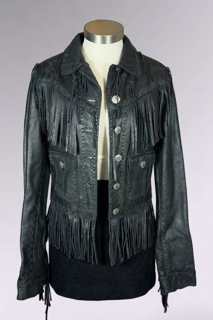 Ralph Lauren Black Leather Western Jacket | American Secondhand