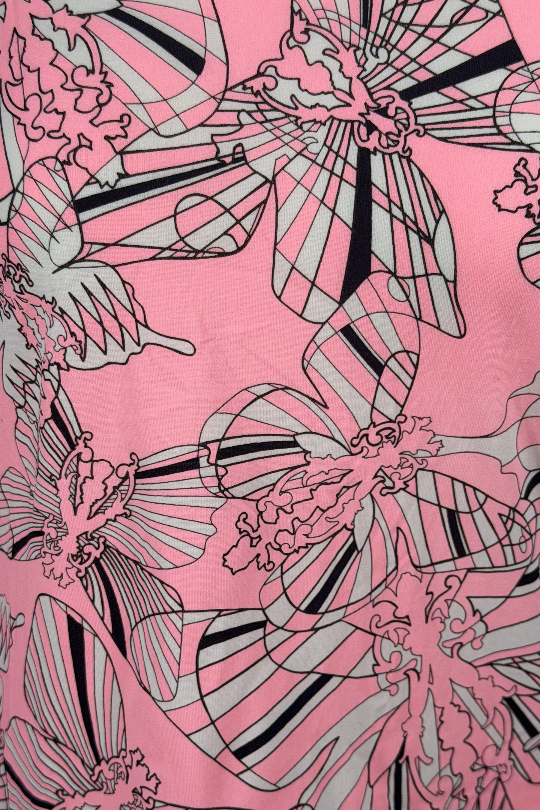 Versace Abstract Butterfly Print Long Sleeve Top | Italian Vintage