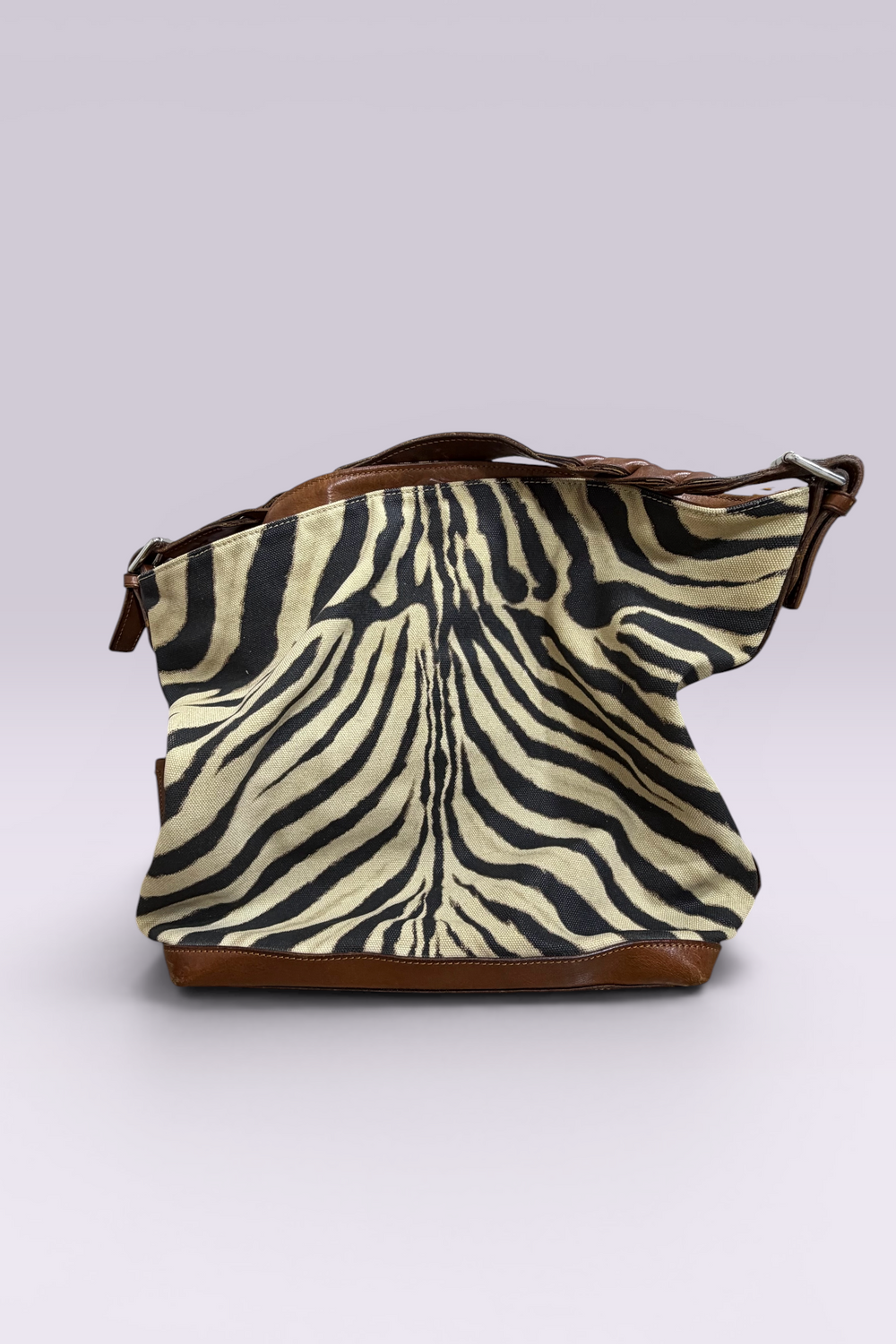 Ralph Lauren Zebra Print Canvas Hobo Bag | American Secondhand