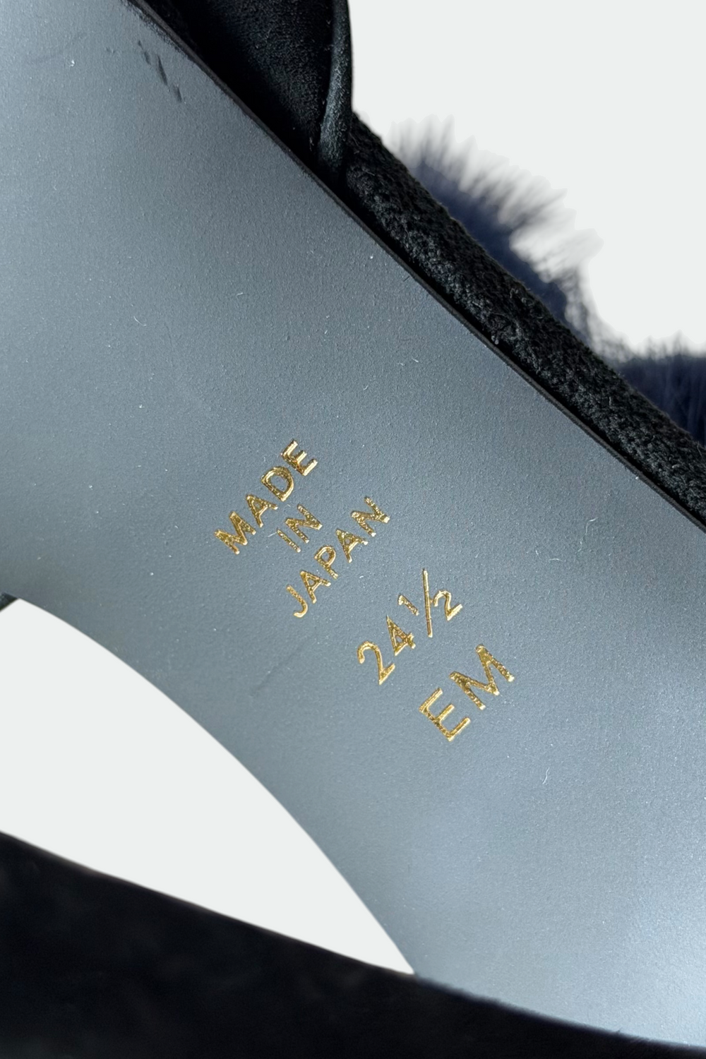 COMING SOON: DIANA BLACK SUEDE BLUE FUR T-STRAP PEEP-TOE HEELS | JAPANESE SECONDHAND