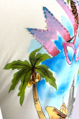 Blugirl by Blumarine Miami Graphic Embellished 3/4 Sleeve Top | Italian Vintage