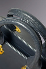 Braccialini Black Leather Top Handle Bag | Italian Vintage