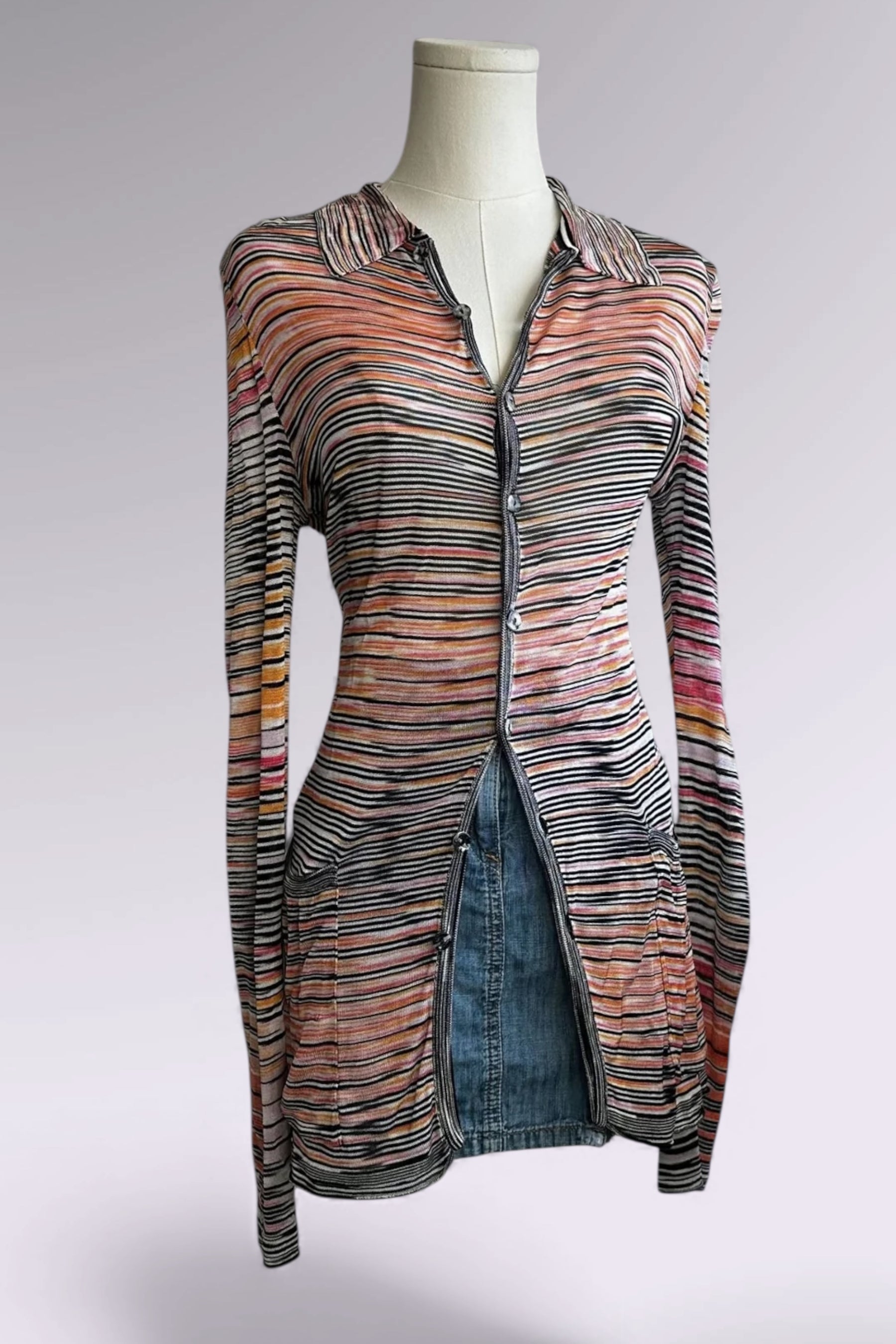 Missoni Long Sleeve Striped Knit Cardigan | Italian Vintage