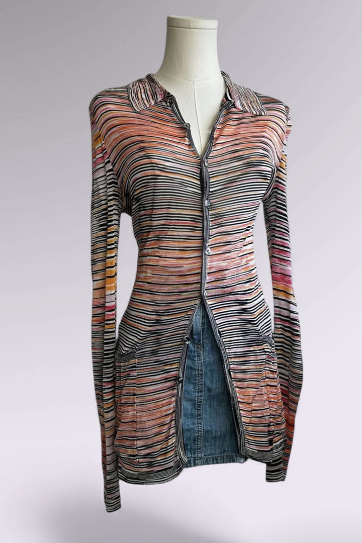 Missoni Long Sleeve Striped Knit Cardigan | Italian Designer Vintage