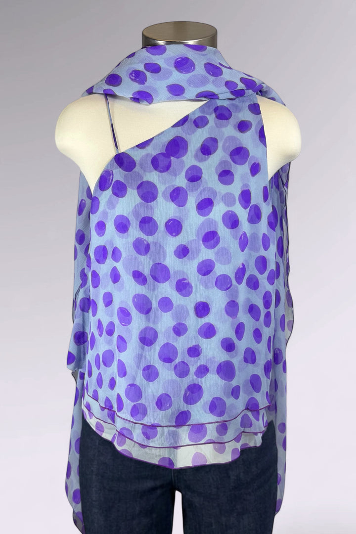 Giorgio Armani Silk Polka Dot One Shoulder Top and Scarf | Italian Secondhand